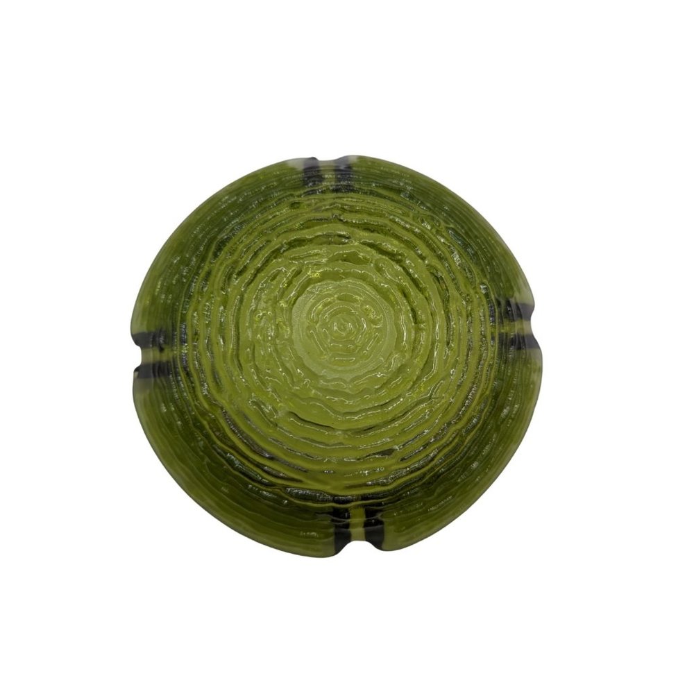 Vintage MCM Anchor Hocking Glass Ashtray Soreno Avacado Green Ripple 4” - Picture 8 of 9